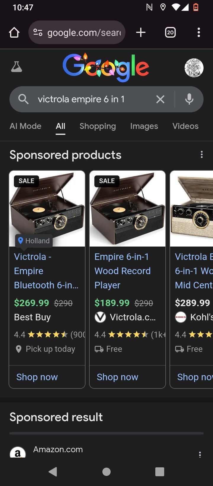 Victrola 6 N 1 Record Player/Bluetooth Speaker