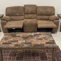 3 Person Reclining Sofa With Coffee And 2 End tables 