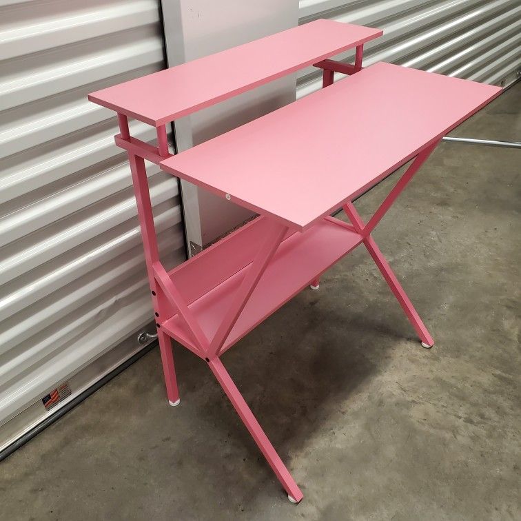 Small Nice Pink Desk With Option Of Chair As Well Kids Writing Address In Description