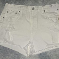 Aeropostale Shorts Size 14 White High Rise Shortie Denim