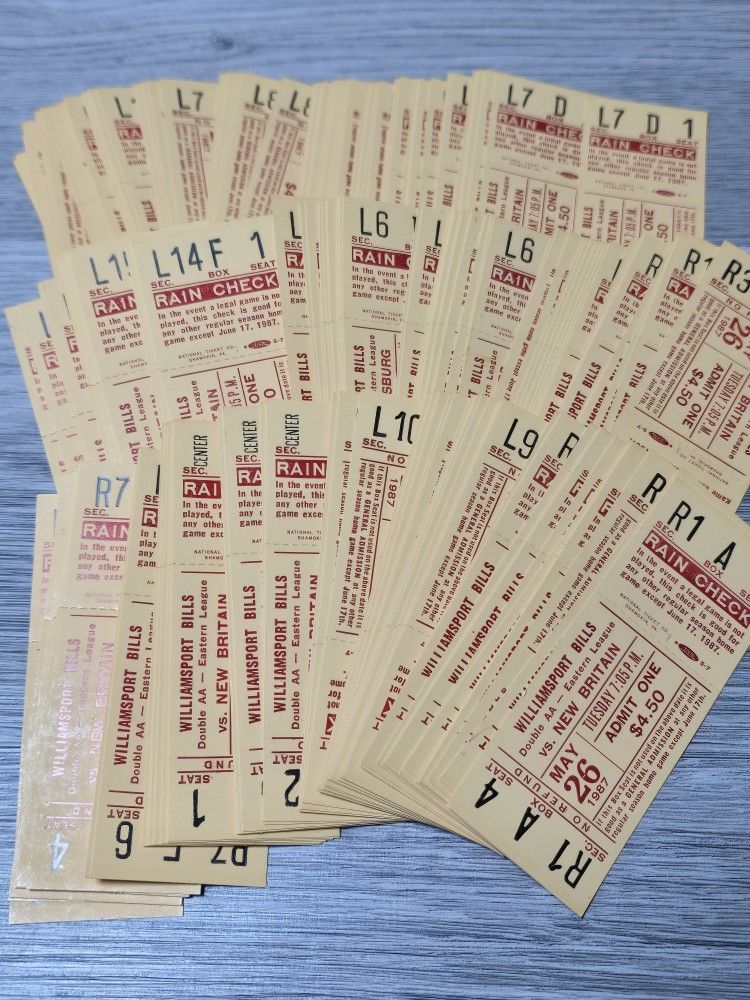 1987 RANDOM Lot of 5 Williamsport Bills New Britain Baseball Ticket McDonald's