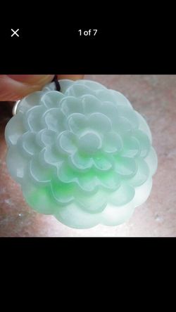 Certificate Jadeite Green white Myanmar Burmese Jade Sunflower Pendant