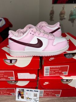 Size 11C, 11.5C, 12C (PS) - Nike Dunk Low Pink Foam Red White Pre School Valentine’s day
