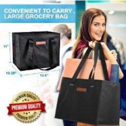 Premium Quality Reusable Grocery Bags Heavy Duty Handles With Reinforced Bottom - 3 Pcs - Eco Friendly Large Produce Bags, Shopping Tote Grocery Bag -