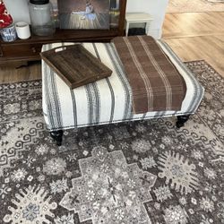 Ottoman / Coffee Table Navy Striped 