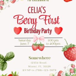 Berry First Birthday Invitation