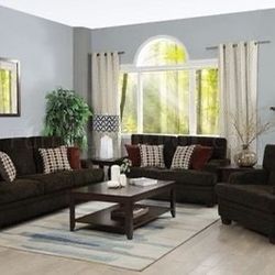 Brand New 2 Piece Soft Brown Sofa and Love Seat