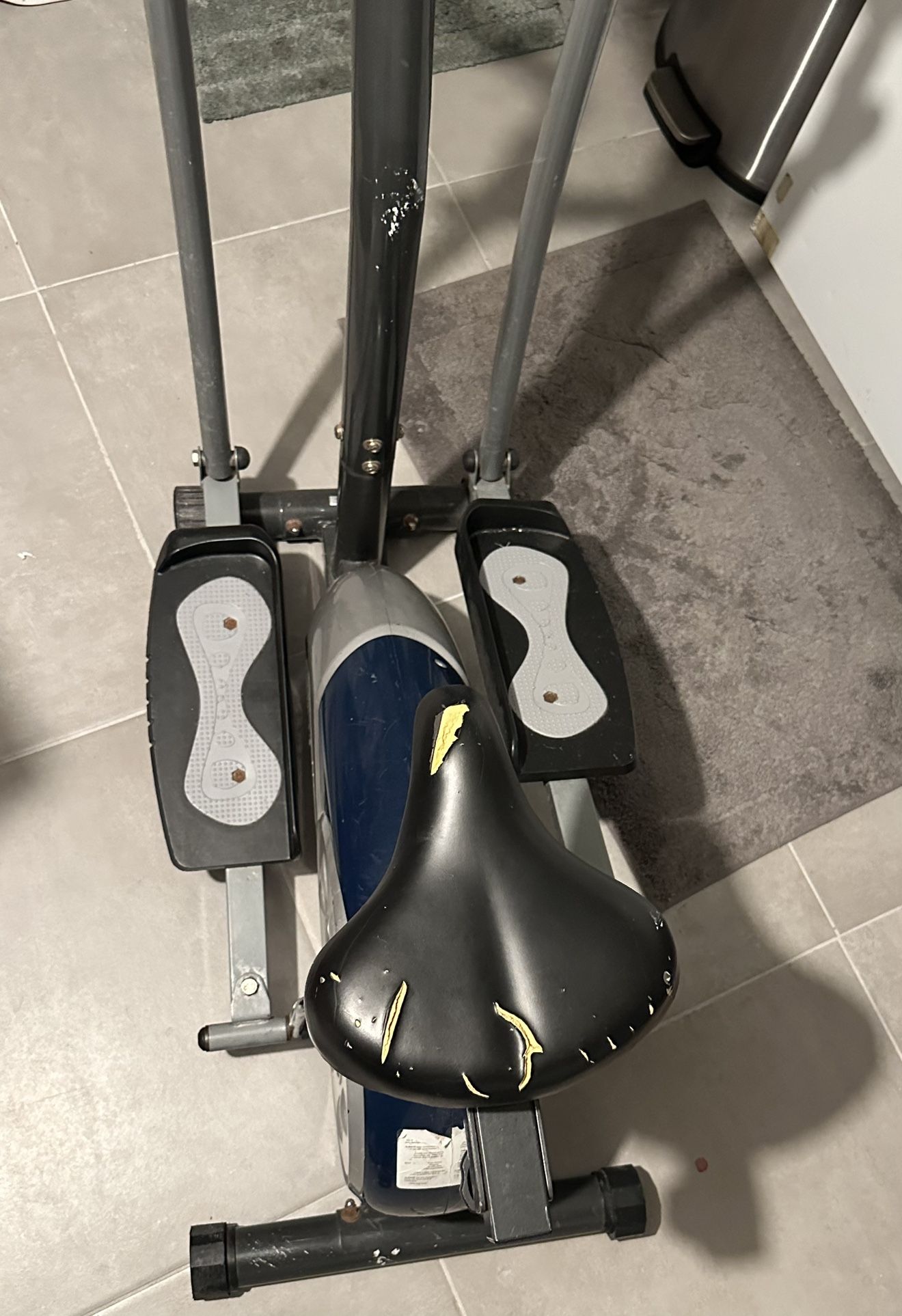 Body Champ 2-in-1 Upright Exercise Bike and Elliptical Trainer with Seat, Heart-Rate Monitor, and Programmable LCD Console