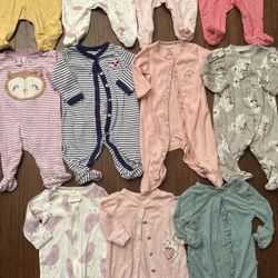Baby Girl Clothes Size 3 Mos Sleeper Bundle (11pcs)