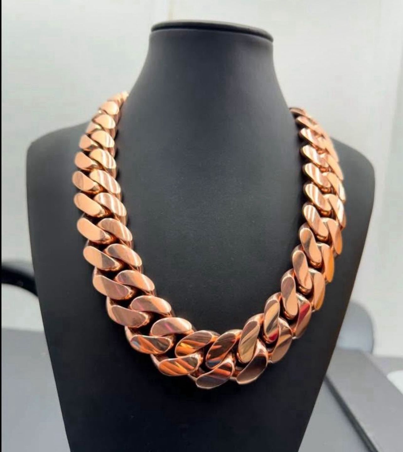 20mm Miami Cuban Link Rose Gold Plated Chain Necklace 18k & 14k