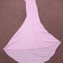 New xl pink long Flowy stretchy dress strapless maternity photo gown dress