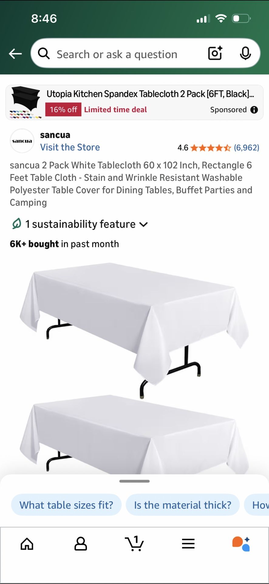 8 White Rectangular Tablecloths