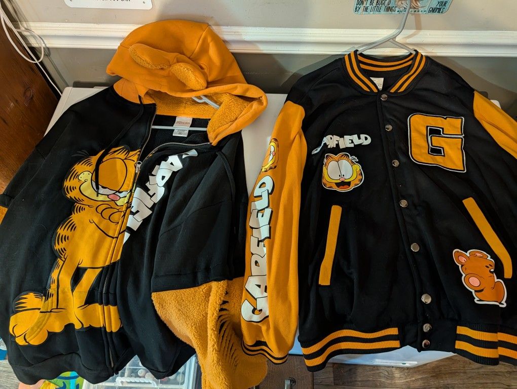 Garfield XL Varsity Jacket And XL Cosplay Hoodie