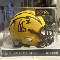 Oronde Gadsden II Signed Los Angeles Chargers Riddell Rave Mini Helmet Beckett