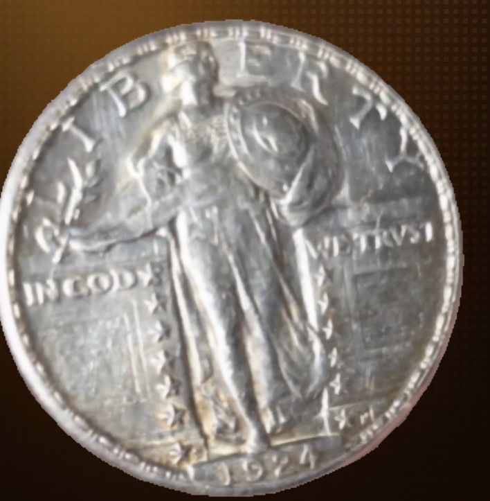 Stand up liberty Quarter 1924-D Silver 