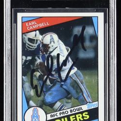 Earl Campbell Signed 1984 Topps #38 Reprint (BGS)
