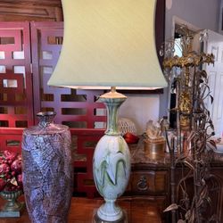 Vintage Blow Glass Brass Base Beautiful Table Lamp 39 Tall Tall
