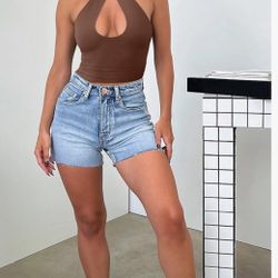SMALL BROWN Women's Sexy Criss Cross Halter Neck Crop Tops Trendy Sleeveless Y2K Nightout Clubwear Going Out Tops