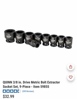 Quinn 3/8 in. Drive Metric Socket Set 9-Piece