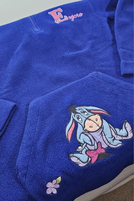 Vintage Disney Blue - Purple Winnie the Poo Eeyore 1/4 Zip Fleece Pullover Jacket. Size - XL