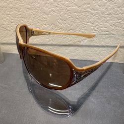 Oakley “Belong” Brown Oval Iridium Wrap Sunglasses 