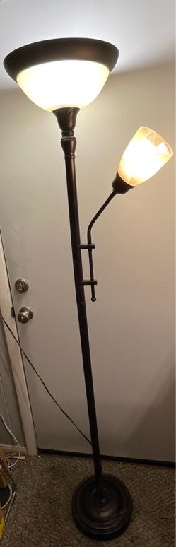 Torchiere Tall Freestanding Floor Lamp, Adjustable Angle Reading Lamp, Iron Brushed Nickel Floor Lamp with Frosted Glass Dome Shade  Perfect Corner La