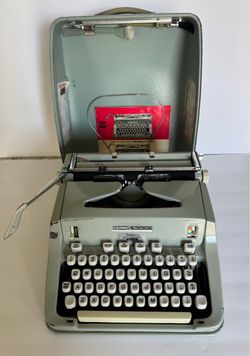 Hermes 3000 Typewriter Swiss Made Seafoam Green w/ Case, & Manual