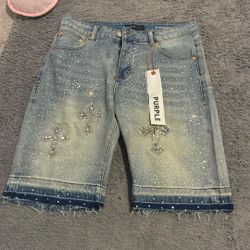 Rhinestone VVS Purple Jorts