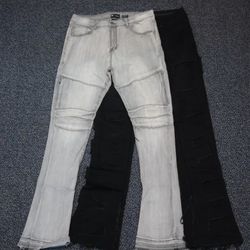 2 “STACKED” Jeans Gray And Black