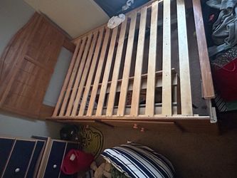 Free Wooden full Bed Frame with Headboard and drawers