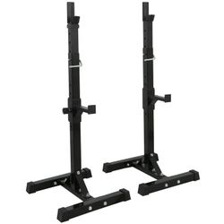 New Black 550 lb Steel Squat Rack Adjustable Barbell Free-press Bench,