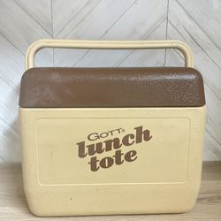 Vintage GOTT Lunch Cool Tote Tan Brown Model 1806 6 Pack USA Made- NO Ice Pack