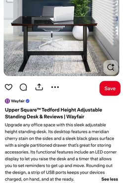 Upper Square Tedford Electric Glass Standing Desk – $275 OBO