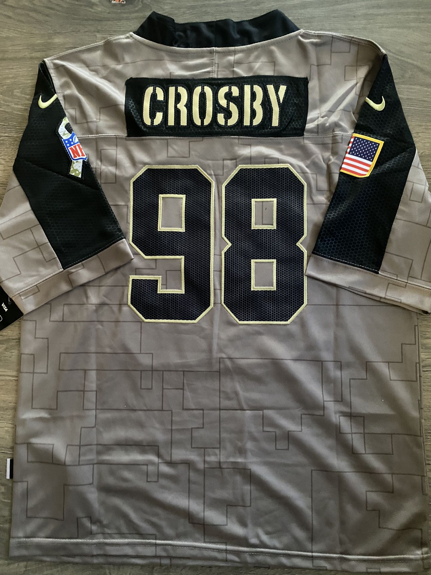 Raiders Maxx Crosby 98 Salute Jersey Mens Small Medium large XL 2X 3X brand new stitched