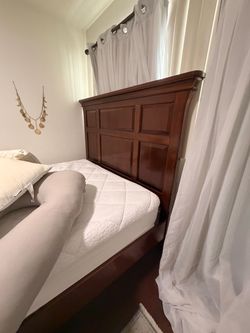 Dark Cherry Wood Panel Bed Frame