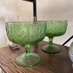 FTD Vintage Green Pedestal Candy Dish 