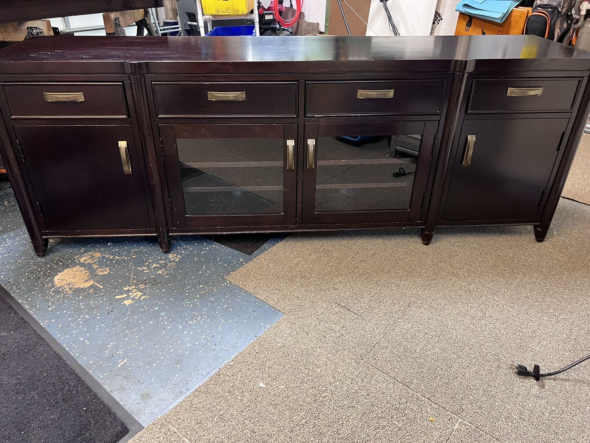 Two Piece TV Entertainment Stand Console With Drawers