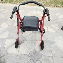 Walker with Seat & Storage Bag – Red