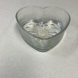 Glass heart shaped jewelry holder or dish