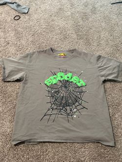 Sp5der Web Graphic T-Shirt Gray Green