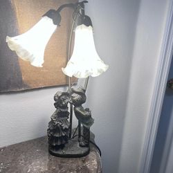 Vintage Kissing Couple Lamp – Heavy Brass/Cast Metal – 20” Tall 