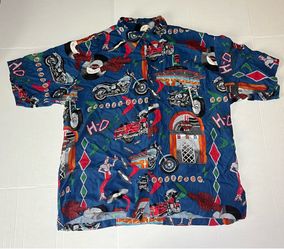 Harley Davidson Tori Richard Hawaiian Motorcycle Shirt L Vintage Made in USA