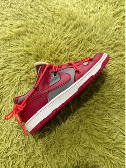 OFF WHITE RED AND GREY LOW DUNKS NIKE SIZE 8 MEN