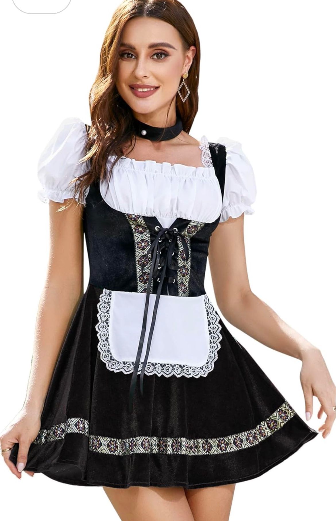 German Traditional Oktoberfest Dirndl Dress One Piece Black, Lg *BRAND NEW*