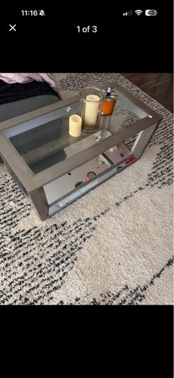 Glass Top Coffee Table with Lower Shelf
