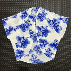 Fashion Nova Floral Print Kimono Open Front Botanical Sheer Blue Womens Small