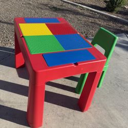 Kids Lego Table With Storage And Chair 
