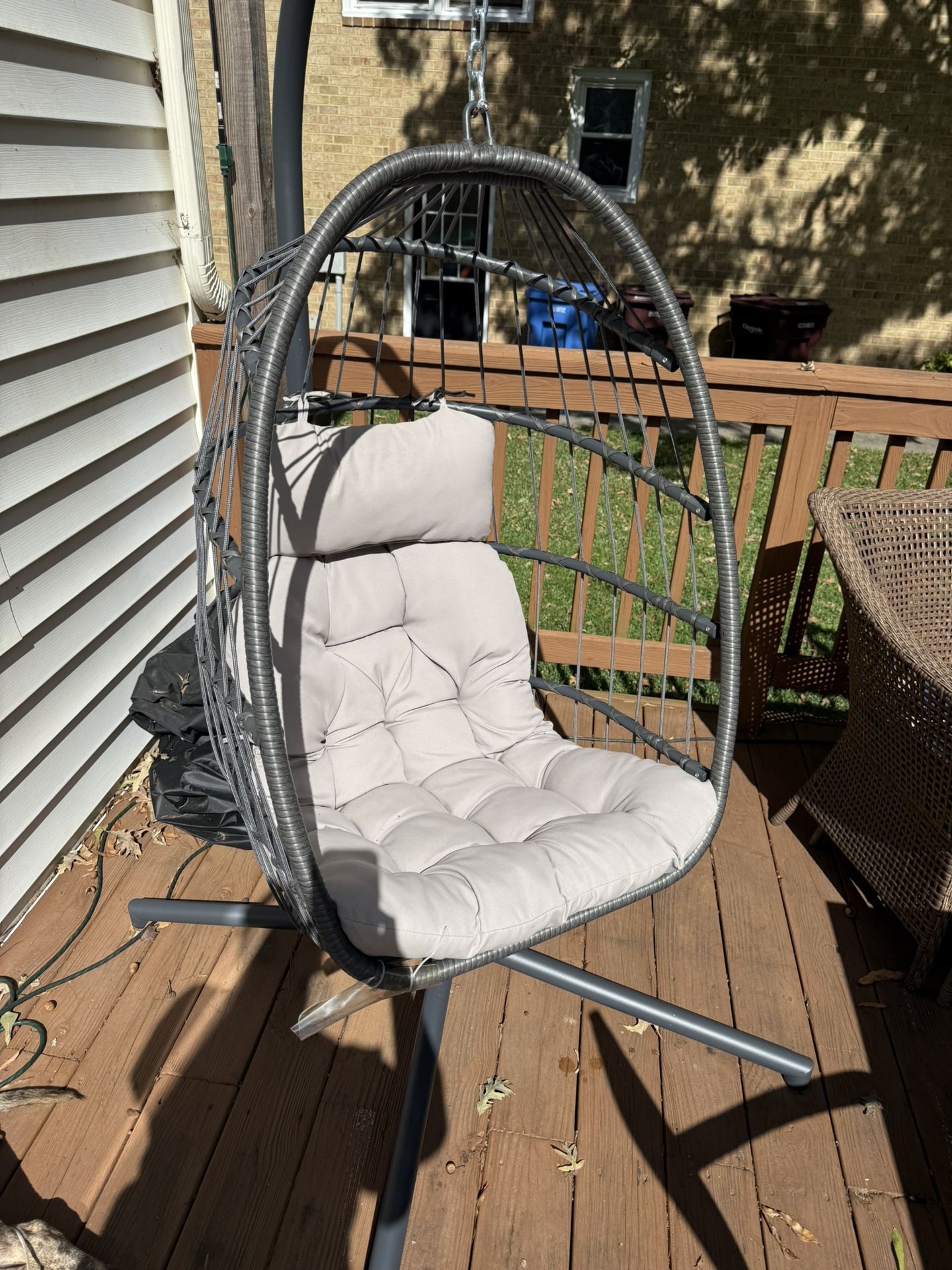 Wicker Hanging Egg Chair With Cover