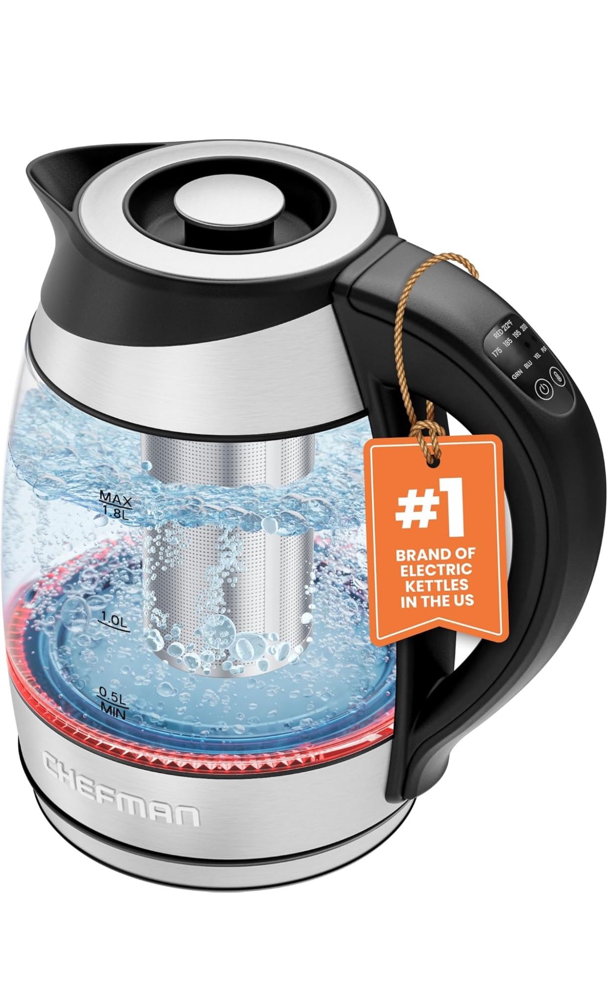 New in box Chefman Electric Kettle with Temperature Control, 5 Presets LED Indicator retail:$39