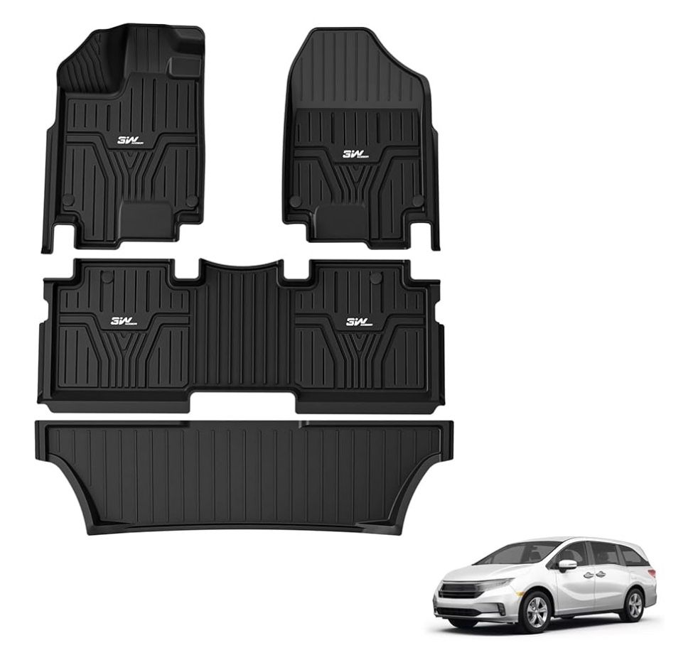 Floor Mats Fit for Honda Odyssey 2018-2025,TPE All Weather Custom Fit Floor Liner 1st, 2nd 3rd Row Car Mats,Black